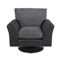 Bailey Leather Effect Jumbo Cord Chair - Charcoal